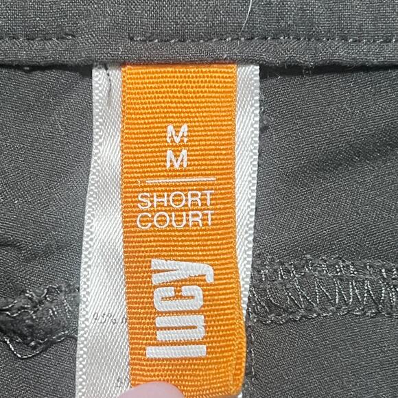 Lucy Women’s M Short Yoga Travel Pants Gray Stretch Straight Leg - Picture 3 of 10